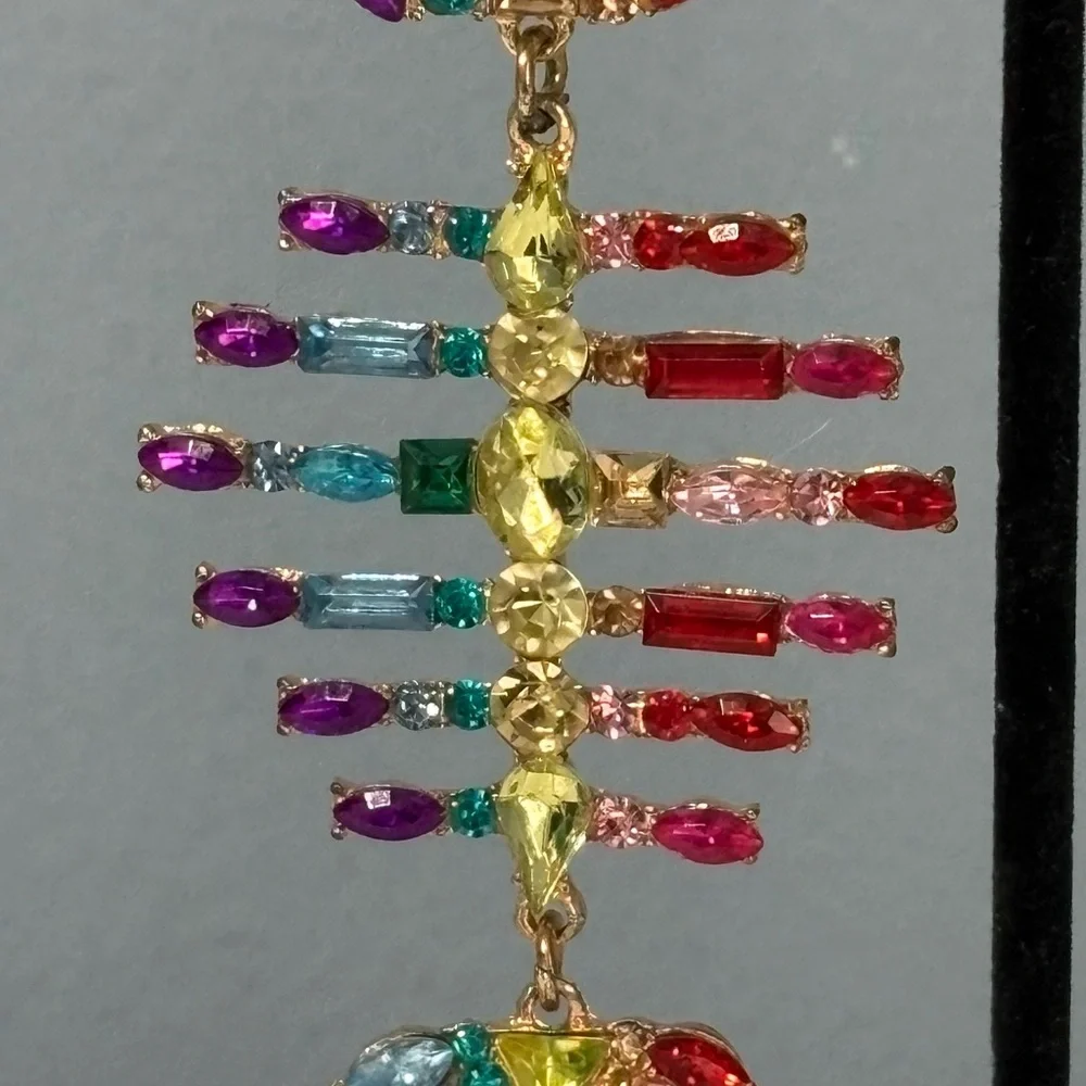 Colorful Fishbone Drop Earrings - Picture 2 of 2